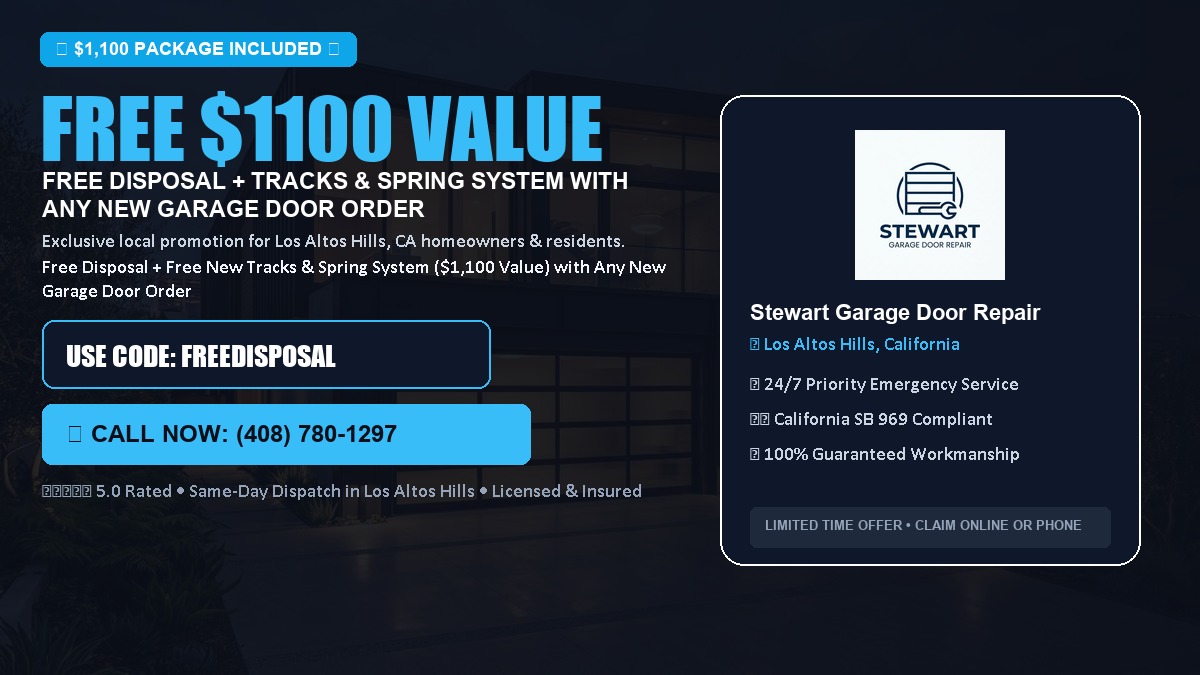 Free Disposal + Free New Tracks & Spring System with Any New Garage Door Order ($1100 Value) in Los Altos Hills, CA